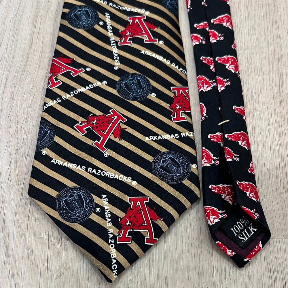 Arkansas Razorbacks Stylish Black and Red Patterned Men's Tie
